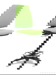 Tabouret Taburete Elche Contact permament de base Tissu Vert pistache Structure polyamide noire Sans accoudoirs Sans appui-tête Roulettes en nylon 50 mm