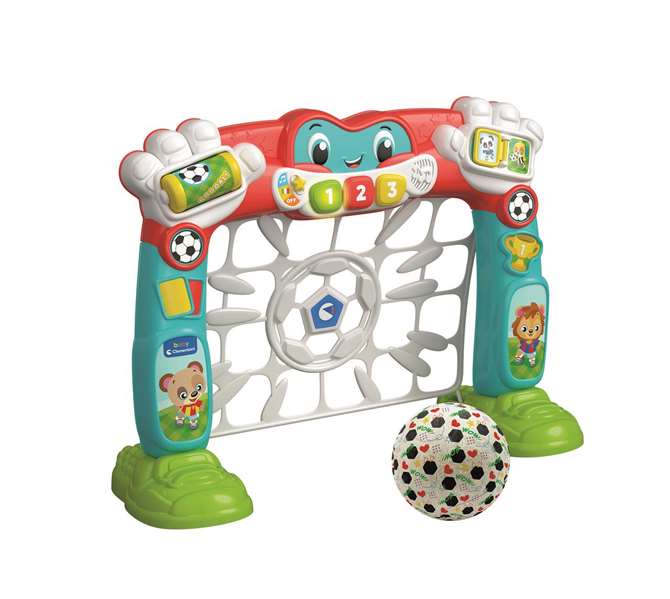 Clementoni - Porteria interactive avec lumières et sons, compte les buts, dimensions 50x40x7 cm