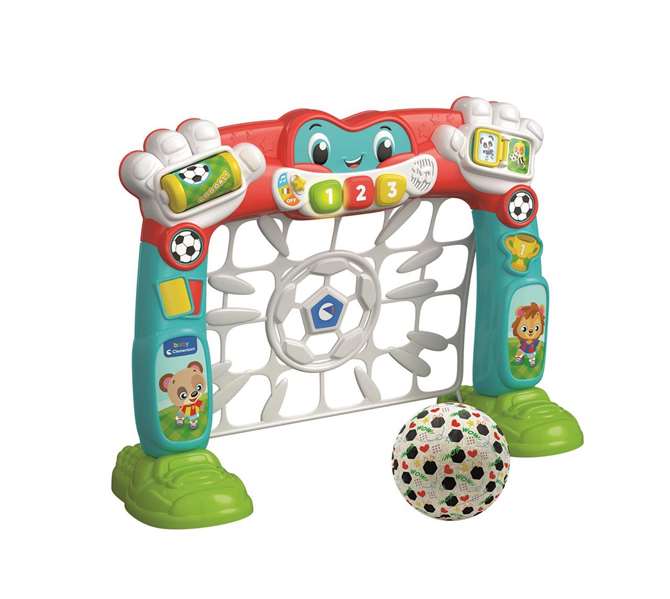 Clementoni - Porteria interactive avec lumières et sons, compte les buts, dimensions 50x40x7 cm