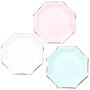 Party Time Lot de 6 plats hexagonaux jetables 25 cm avec bordure dorée