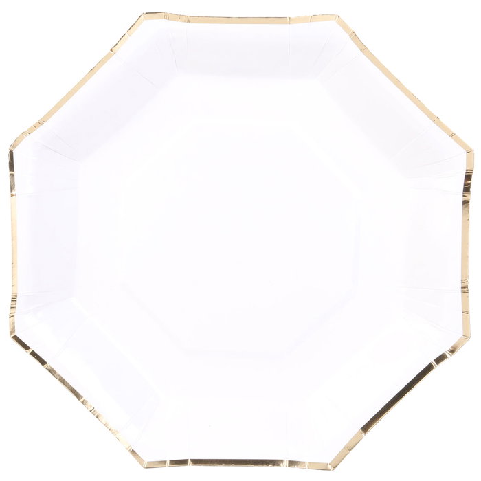 Party Time Lot de 6 plats hexagonaux jetables 25 cm avec bordure dorée Party Time Lot de 6 plats hexagonaux jetables 25 cm avec bordure dorée