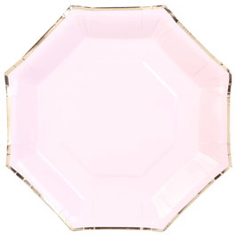 Party Time Lot de 6 plats hexagonaux jetables 25 cm avec bordure dorée