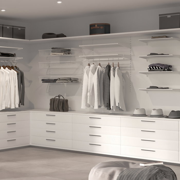 Emuca Lot de 4 étagères avec consoles et plaques de fixation murale Jagmet, longueur 230mm, Acier, Peint en blanc