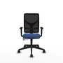Chaise Motilla Synchrone/Traslack tissu Bleu foncé Maille Noir Base pyramidale noire Accoudoir 1D Sans appui-tête Roulettes 65mm nylon