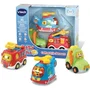 VTech - Coffret Trio Secours Tut Tut Bolides - Camion de pompiers, tracteur et hélicoptère parlant - Jouet éducatif lumineux avec chansons - 1 à 5 ans - Version française