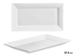 Vessia Bandeja en Porcelaine Rectangulaire Blanche 37.5x20.5x2.5 cm (Set de 12)