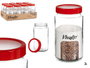 Vivalto Bocal en Verre Transparent 2L avec Couvercle Rouge 11.5x21x11.5 cm (Set de 12)