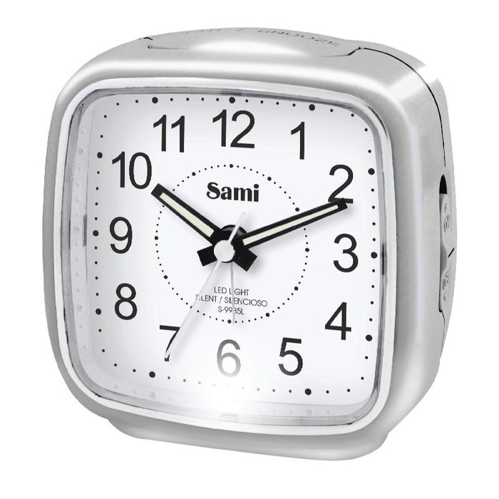 SAMI Réveil Grande Taille Silencieux avec Lumière LED Argent Foncé