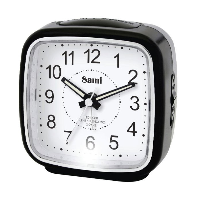 SAMI Réveil Grande Taille Silencieux avec Lumière LED Argent Foncé