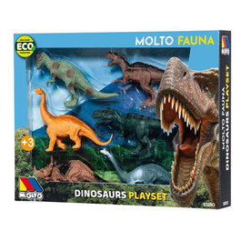 Molto - Set de 6 figurines de dinosaures en plastique pour enfants, jouet éducatif, âge recommandé 3 ans et plus