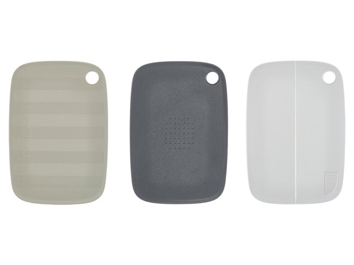 KINVARA Set de 3 planches à découper en plastique assorties de couleurs Gris + Vert