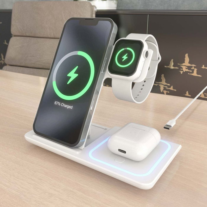 Chargeur sans fil Aisens ASCH-15W3WC044-W 3-en-1