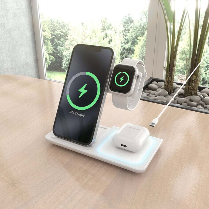 Chargeur sans fil Aisens ASCH-15W3WC044-W 3-en-1