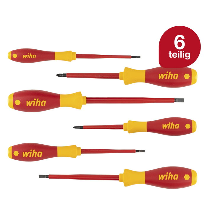 Wiha 320NK6 SoftFinish electric - Jeu de 6 tournevis isolés Wiha 320NK6 SoftFinish electric - Jeu de 6 tournevis isolés