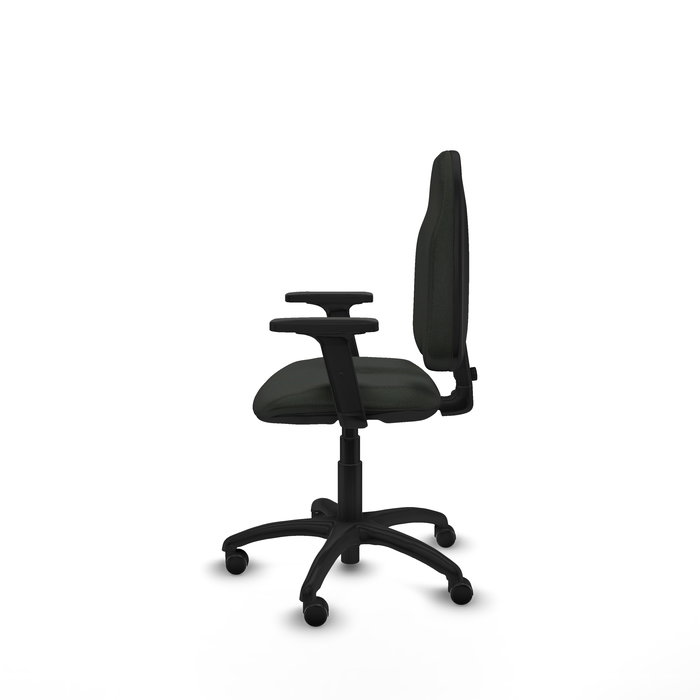Chaise de bureau Algarra avec mécanisme de contact permanent de base, rembourrée de tissu noir. Équipée d'une base en polyamide noir, d'accoudoirs 2D et de roulettes pour parquet. Chaise de bureau Algarra avec mécanisme de contact permanent de base, rembourrée de tissu noir. Équipée d'une base en polyamide noir, d'accoudoirs 2D et de roulettes pour parquet.