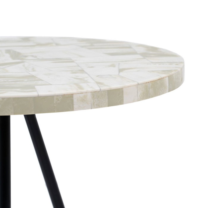 BigBuy Home Table d'appoint Noir Beige Ronde