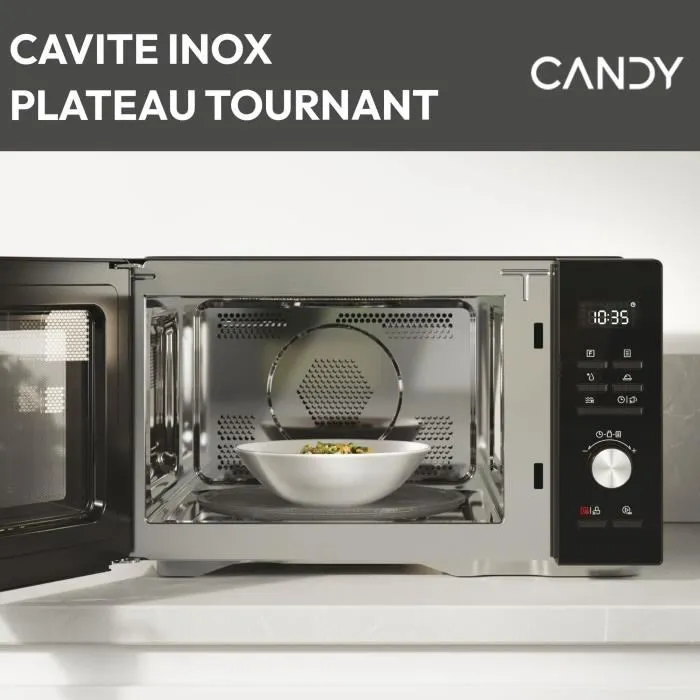 Candy Micro-ondes combiné CMCA29EDLB - 29 L, 1000 W, Cavité acier inoxydable, 10 Programmes automatiques, Digital, Noir et Silver