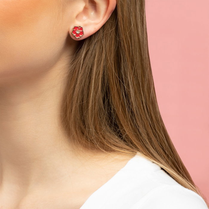 PEERS HARDY Set de 3 paires de boucles d'oreilles Stitch Disney - Émaillé, floral et à pierres roses