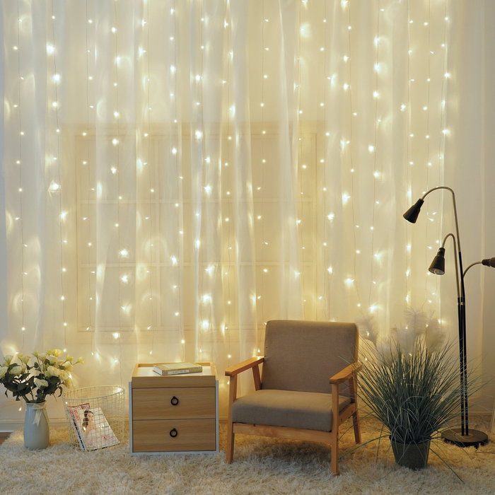 Bambasy Rideau LED lumineux 1 x 1,2 m Lumière froide Bambasy Rideau LED lumineux 1 x 1,2 m Lumière froide