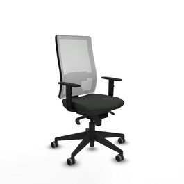PIQUERAS Y CRESPO Chaise de bureau Horna avec mécanisme synchrone, tissu noir et maille blanche