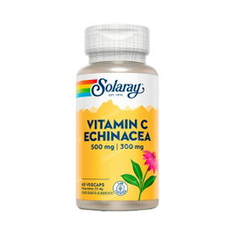 SOLARAY Vitamine C 500mg + Échinacée 300mg, 60 gélules végétales