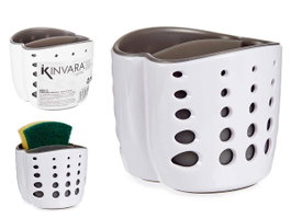 Kinvara Porte-éponge double plastique blanc et gris 9 x 8 x 9 cm (Set de 24)