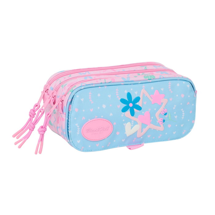 Trousse Fourre-Tout Triple BlackFit8 Smile Rose Bleu clair 21,5 x 10 x 8 cm Trousse Fourre-Tout Triple BlackFit8 Smile Rose Bleu clair 21,5 x 10 x 8 cm