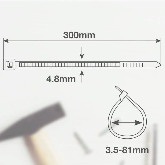 Hantums Sac de 25 colliers de serrage 300x4,8mm en nylon naturel Hantums Sac de 25 colliers de serrage 300x4,8mm en nylon naturel