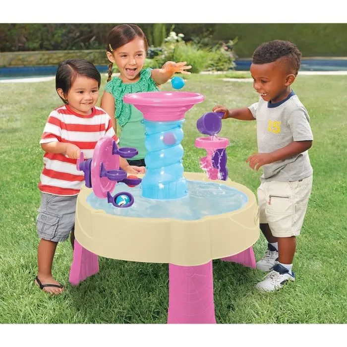 Little Tikes Table de Jeux d'Eau Tornades Folles - Table d'activités à eau rose pour enfants dès 2 ans - 73 x 73 x 77.5 cm