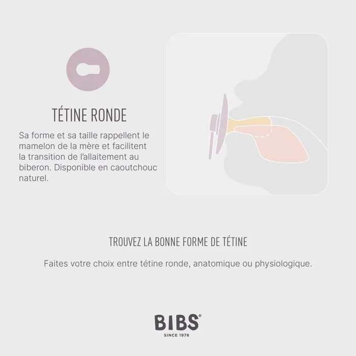 BIBS Sucette bébé Blush Woodchuck avec embout rond phosphorescent, pack de 2, Taille 2