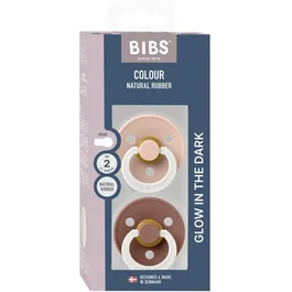 BIBS Sucette bébé Blush Woodchuck avec embout rond phosphorescent, pack de 2, Taille 2