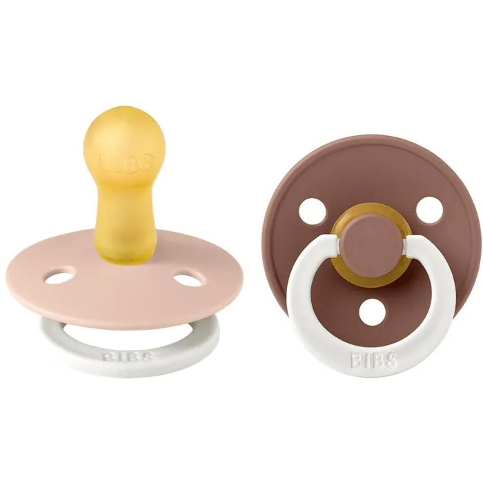 BIBS Sucette bébé Blush Woodchuck avec embout rond phosphorescent, pack de 2, Taille 2