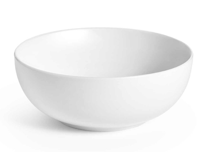 Vessia Saladier rond en porcelaine blanc 25 cm, capacité 2.5 L, compatible lave-vaisselle et micro-ondes (Set de 6)