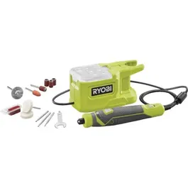 Ryobi Mini-outil multifonction 18V ONE+ RRT18-0 - 15 accessoires, 4400-23000 tr/min, mandrin 3.2 mm, changement sans outil, pour gravure, ponçage, bois, métal
