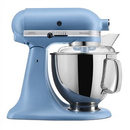 Kitchenaid 5KSM175PS EVB - Robot de cuisine multifonction Artisan, 4,8L, avec 7 accessoires (batteur, fouet, pétrin...), moteur à entraînement direct, fond bleu velours