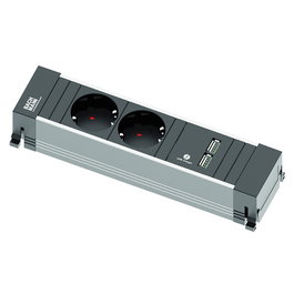 Bachmann Module Aluminium 2 Prises + 2 USB Power Frame Cover