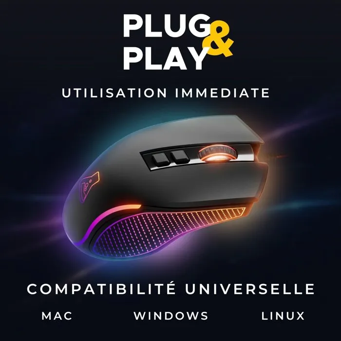 THE G-LAB KULT THORIUM Souris Gaming Filaire pour PC - 7 Boutons Programmable, Capteur 12800 DPI, 1000 Hz, Rétroéclairage RGB, Érgonomique