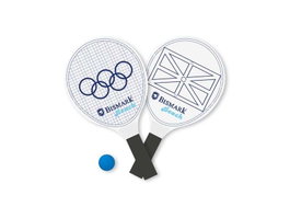 Poessa - Palas de Playa en Bois avec Pelota PVC 38x19x0,60cm - Jeu de Plage - À partir de 3 ans