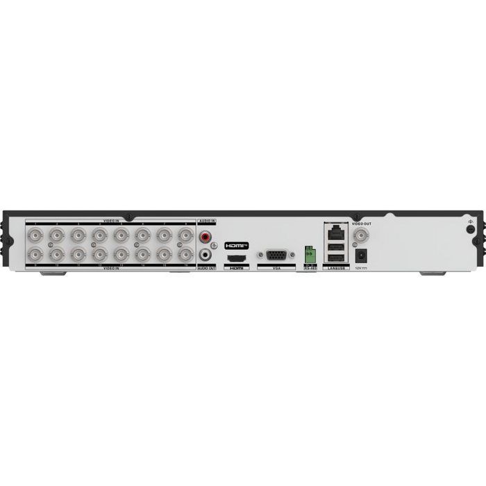 Hikvision DVR 16 canaux AcuSense 1080P 1U H.265+ avec détection humaine/véhicule, HDMI, VGA, entrées audio, 2x SATA, USB 3.0