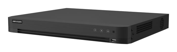 Hikvision DVR 16 canaux AcuSense 1080P 1U H.265+ avec détection humaine/véhicule, HDMI, VGA, entrées audio, 2x SATA, USB 3.0
