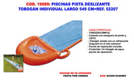 Toboggan de piste coulissante pour piscine 488 cm
