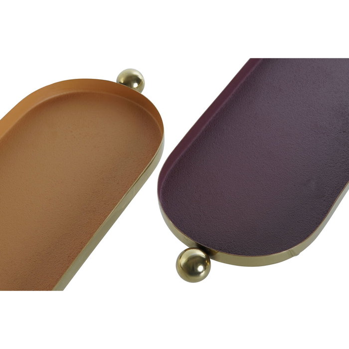 Centre de Table DKD Home Decor Orange Magenta Doré Fer 35 x 13 x 3 cm (2 Unités)