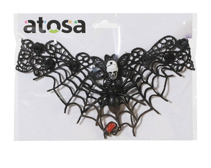 atosa Collier noir avec pendentif araignée pour Halloween