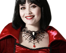 atosa Collier noir avec pendentif araignée pour Halloween