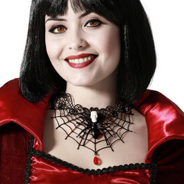 Collier noir avec pendentif araignée pour Halloween - Accessoire pour costume, fête et looks gothiques