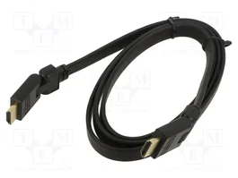 ART Câble HDMI plat noir 1,5m avec prises mobiles ±90° de chaque côté