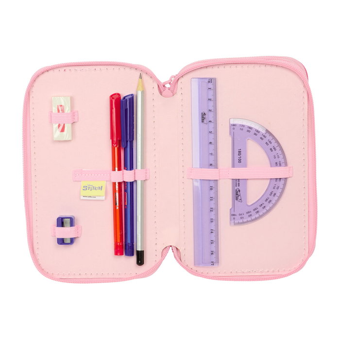 Pochette à crayons triple Lilo & Stitch Ice cream Rose 12,5 x 19,5 x 5,5 cm 37 Pièces