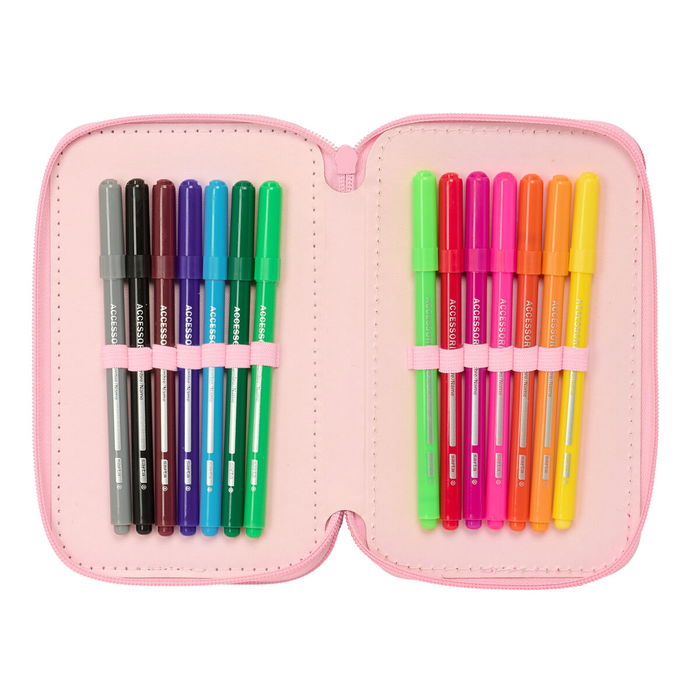 Pochette à crayons triple Lilo & Stitch Ice cream Rose 12,5 x 19,5 x 5,5 cm 37 Pièces