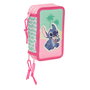 Pochette à crayons triple Lilo & Stitch Ice cream Rose 12,5 x 19,5 x 5,5 cm 37 Pièces