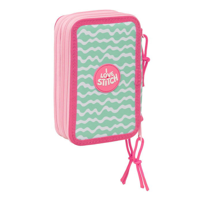 Pochette à crayons triple Lilo & Stitch Ice cream Rose 12,5 x 19,5 x 5,5 cm 37 Pièces